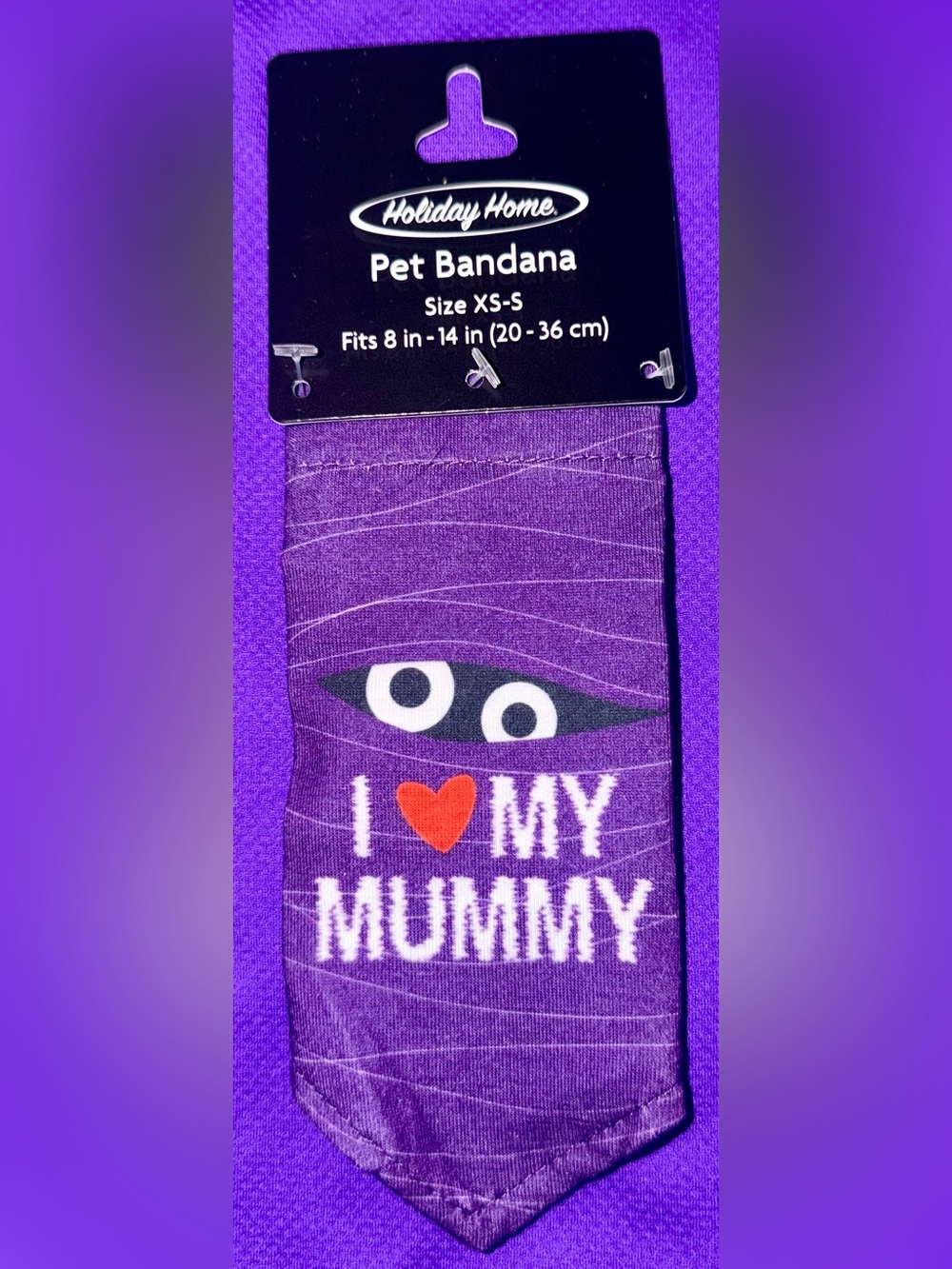 🐾 Purple 'I ♥ My Mummy' Pet Bandana - XS-S